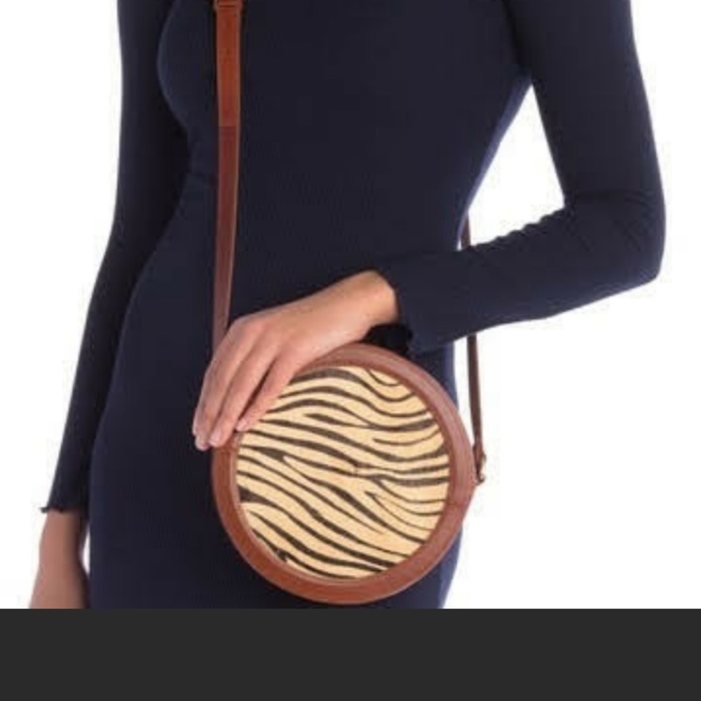 MW Round Crossbody Zebra Calf Hair with leather.